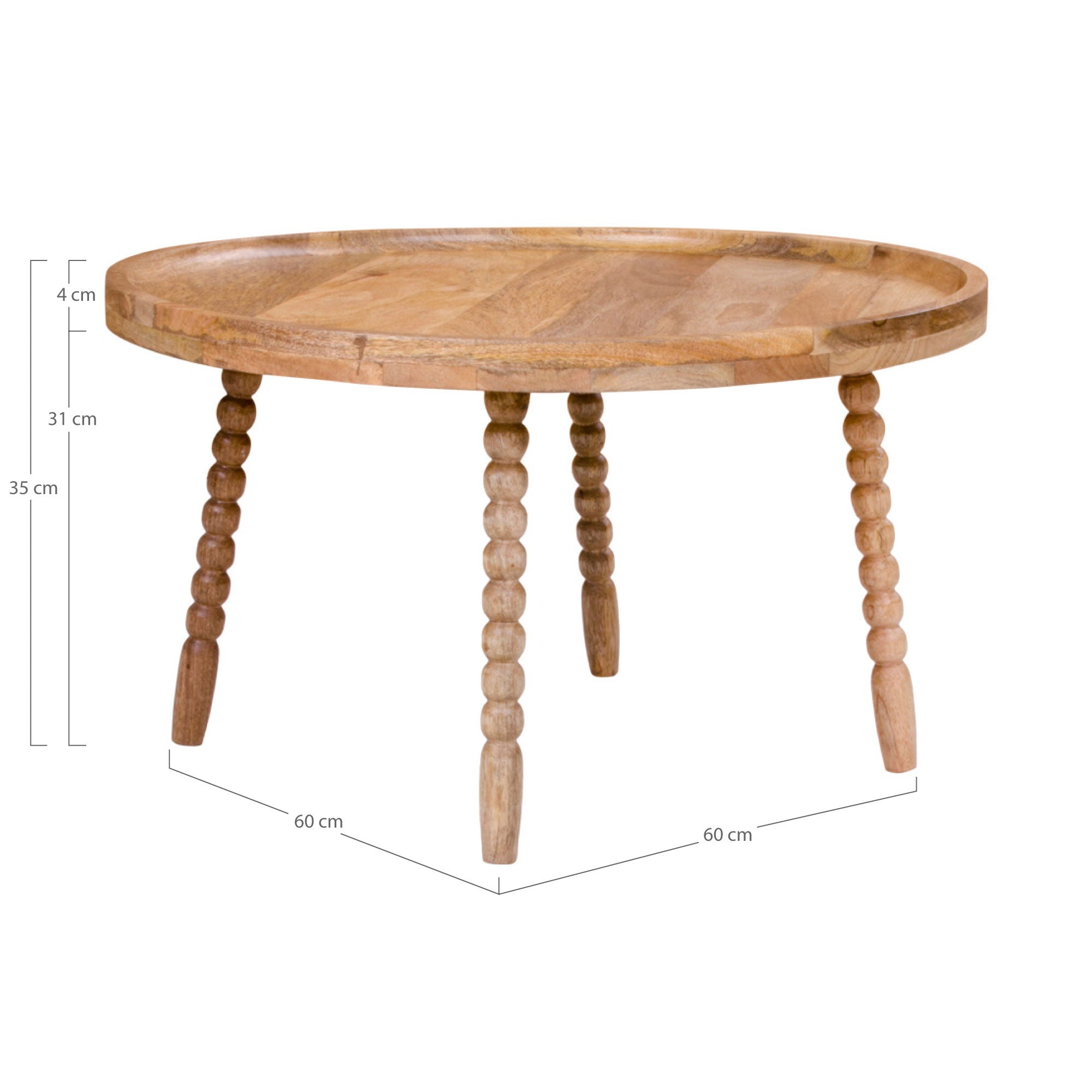 Jammu – Couchtisch aus Mangoholz, Ø60x35 cm